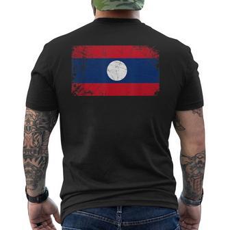 Vintage Made In LAOS LAO Flag Men's Back Print T-Shirt | Mazezy