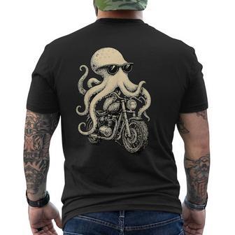 Vintage Octopus Riding Biker Motorcycle Motocross Sea Animal Men's Back Print T-Shirt | Mazezy
