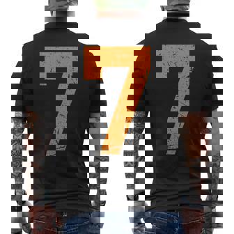 Vintage Orange Sports Team Number 7 Men's Back Print T-Shirt | Mazezy