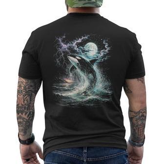 Vintage Orca Midnight 90S Graphic Retro Whale Ocean Wildlife Men's T-shirt Back Print - Thegiftio UK