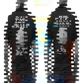 Vintage Prime Meridian Day Cool Earth Science Glob Lovers Men's Back Print T-Shirt | Mazezy