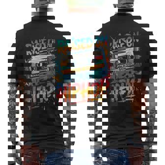 Vintage Raised On Old-School Hip Hop Cassette Graffiti Men's Back Print T-Shirt | Mazezy