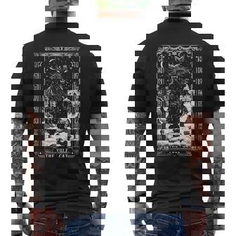 Vintage Retro The Yule Cat Tarot Card Dark Christmas Holiday Men's Back Print T-Shirt | Mazezy