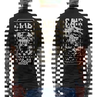 Vintage Style Glacier National Park Montana Grizzly Bear Men's Back Print T-Shirt | Mazezy