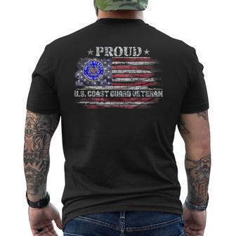 Vintage USA American Flag Proud US Coast Guard Veteran Men's Back Print T-Shirt | Mazezy
