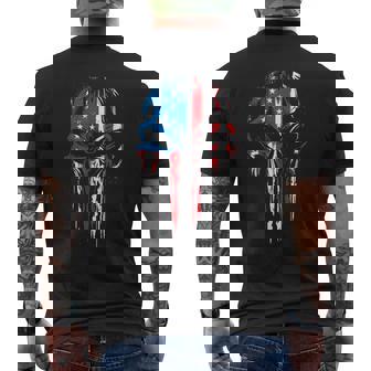 Vintage USA Flag Skull Patriotic Men's Back Print T-Shirt | Mazezy
