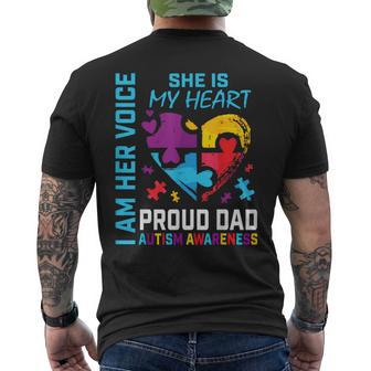 I Am Her Voice She Is My Heart Autism Awareness Daughter Dad Men's T-shirt Back Print - Monsterry