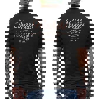 Waikiki Hawaii Surfs Up Oahu Est 1901 Retro Surfboard Men's T-shirt Back Print | Seseable CA