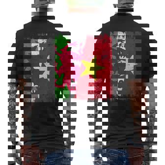 Wales Vietnam Half Flag Welsh Vietnamese History Men's Back Print T-Shirt | Mazezy