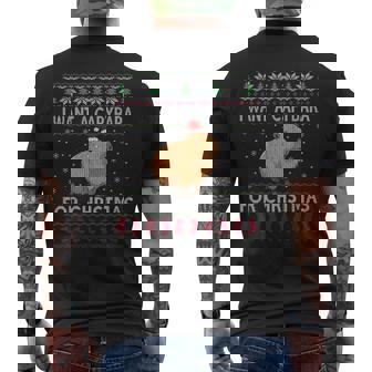 All I Want For Christmas Is A Capybara Ugly Sweater Men's Back Print T-Shirt | Mazezy