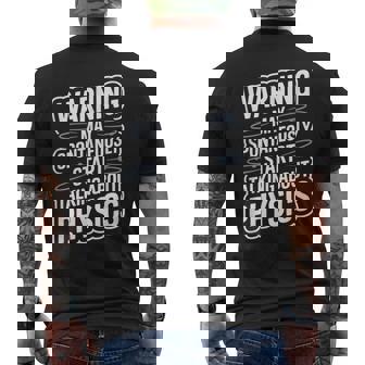 Warning May Spontaneously Start Talking About Physics Men's Back Print T-Shirt | Mazezy