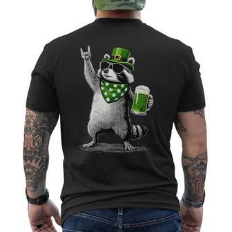Waschbärt Patty's Kleeblatt Bier Lustigt Patrick's Day T-Shirt mit Rückendruck - Geschenkecke