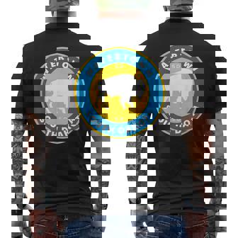 Watertown South Dakota SD Pride Badge Souvenir Bison Men's Back Print T-Shirt | Mazezy