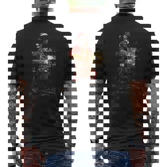 Welding Santa Christmas Graphic Welder Men's Back Print T-Shirt | Mazezy