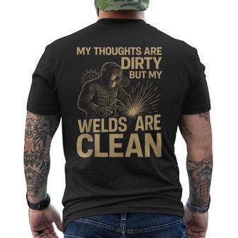 Welding Shirt For Men Thoughts Are Dirt But Welds Are Clean Tank Top Men's Back Print T-Shirt | Mazezy