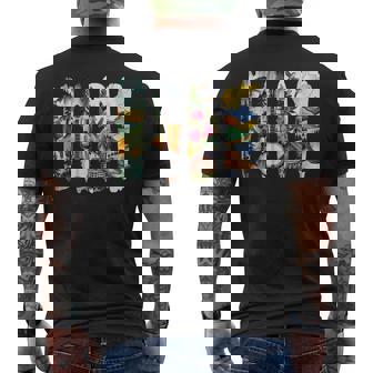 West Virginia Brushstroke Mountains Banjo Rhododendron Men's Back Print T-Shirt | Mazezy