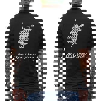 West Virginia USA State Outline Stars Vintage Retro Men's Back Print T-Shirt | Mazezy