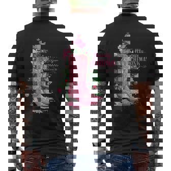 Western Cowboys Howdy Christmas And Tree Pink Cowboy Boots Tank Top Men's Back Print T-Shirt | Mazezy