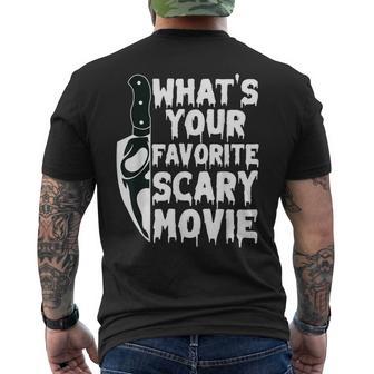What's Your Favorite Scary Movie Horror Film Men's T-shirt Back Print - Thegiftio UK
