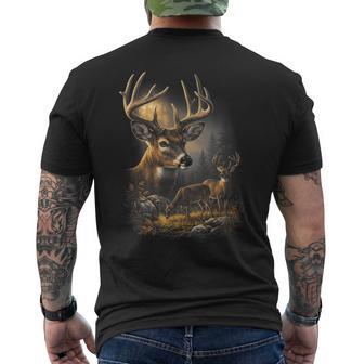 Whitetail Deer Vintage Buck Autumn Forest Wildlife Hunting Men's T-shirt Back Print - Thegiftio UK