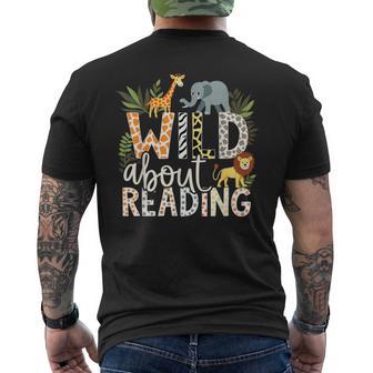 Wild About Reading Animals And Book Lovers Men's T-shirt Back Print - Thegiftio UK