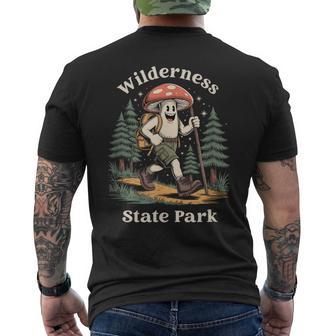 Wilderness State Park Michigan Hiking Mushroom Vacation Men's Back Print T-Shirt | Mazezy