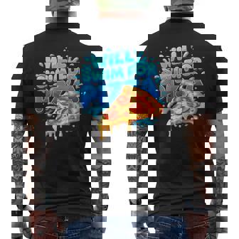 Will Swim For Pizza Food Lover Saying Swimmer Men's Back Print T-Shirt | Mazezy