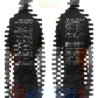 Witchcraft Symbols Chart Wicca Pagan Pentacle Moon Magic Men's Back Print T-Shirt | Mazezy