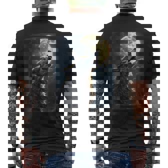 Wolf Moon Full Men's Back Print T-Shirt | Mazezy