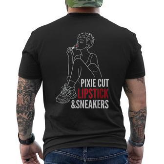 Women's Pixie Cut Lipstick And Sneakers Quote Daughter Men's T-shirt Back Print - Thegiftio UK