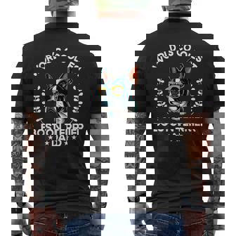 World's Coolest Dog Dad Papa メンズ ボストンテリア メンズTシャツ バックプリント - Kawaiitshirt