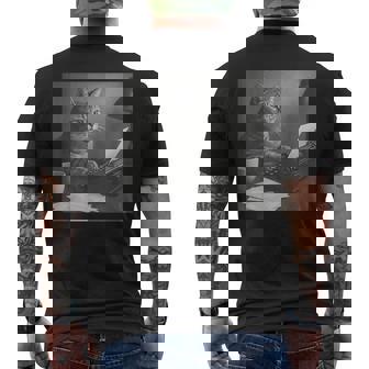 Writer Cat Meme Coffee Lover Cat Men's Back Print T-Shirt | Mazezy