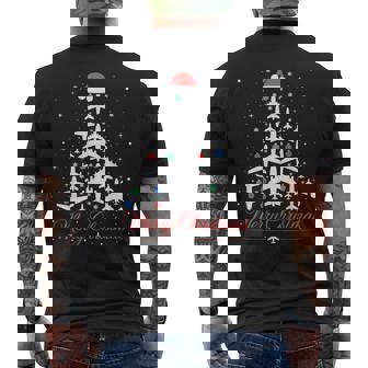 Xmas Lights Ornaments Airplane Christmas Tree Men's Back Print T-Shirt | Mazezy