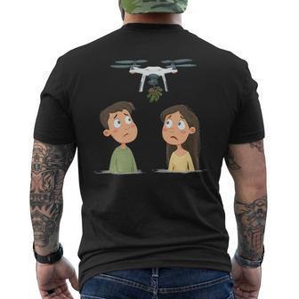 Xmas Mistletoe With Drone Costume For Adults And Kids Tank Top Men's Back Print T-Shirt | Mazezy