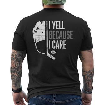 I Yell Because I Care Hockey Ice Hockey Men's T-shirt Back Print - Thegiftio UK