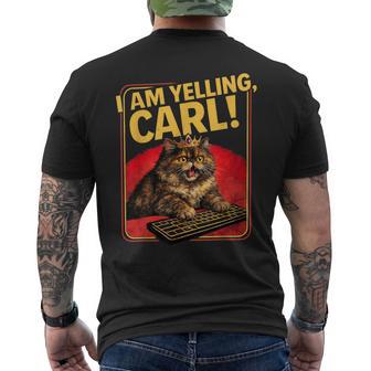 I Am Yelling Carl Donut Cat Men's T-shirt Back Print | Mazezy
