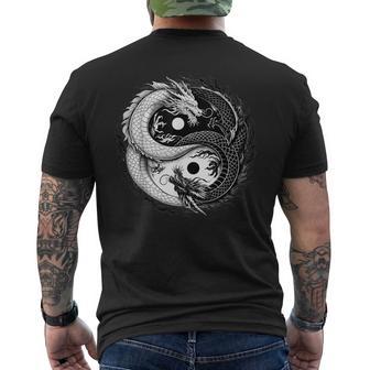 Yin Und Yang Chinesischer Dracheintage Drachen Japanisch T-Shirt mit Rückendruck - Geschenkecke