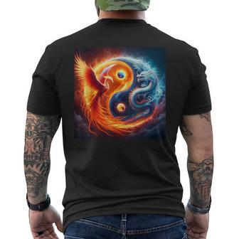 Yin Und Yang Phoenix Und Japanischer Drache T-Shirt mit Rückendruck - Geschenkecke