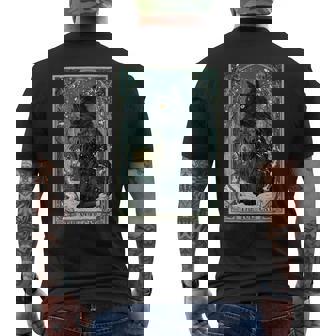 The Yule Cat Tarot Card Icelandic Folklore Christmas Cat Mom Men's Back Print T-Shirt | Mazezy