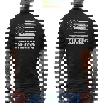 Ziplining Life USA Flag Patriotic Sports Tank Top Men's Back Print T-Shirt | Mazezy