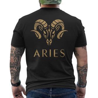 Zodiac Sign Aries Sign Constellation Birthday Horoscope Men's T-shirt Back Print - Monsterry