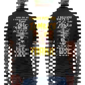 Zombie Yorkie Lover For Dog Owners Men's Back Print T-Shirt | Mazezy