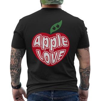 「Red Apple Fresh Fruit 」 ハート型 Love りんご フルーツ ユニークデザイン 長袖tシャツ メンズTシャツ バックプリント - Kawaiitshirt