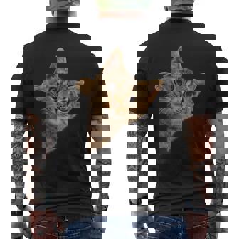 【覗くネコ】猫 にゃんこ 猫好き 猫 可愛い ネコ 子猫 ネコ好き 面白い 変な 遊び心 ネタ ウケ狙い おもしろ メンズTシャツ バックプリント - Kawaiitshirt