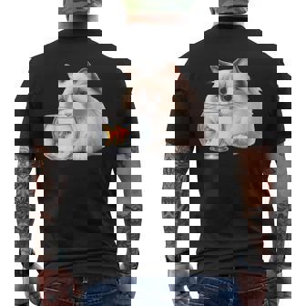 おさるのラグドール 猫と金魚 メンズTシャツ バックプリント - Kawaiitshirt