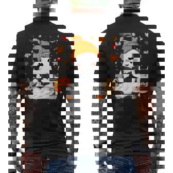 おばけ読書本 紅葉 ハロウィン ゴーストコーヒー メンズTシャツ バックプリント - Kawaiitshirt