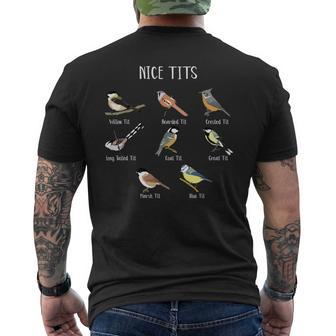 おもしろバードウォッチング ユーモア おっぱいコレクション ニースシジュウカラ 鳥 長袖tシャツ メンズTシャツ バックプリント - Kawaiitshirt