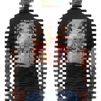 かわいいカラフルなフラミンゴヤシの木 メンズTシャツ バックプリント - Kawaiitshirt