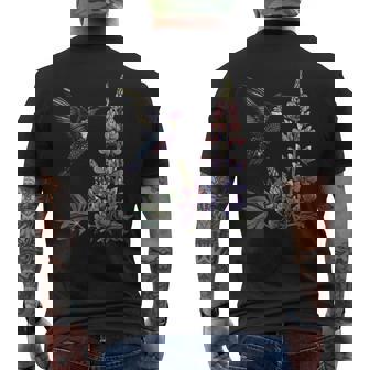 かわいいハチドリ バードウォッチング ルピナスフラワーガール 植物 ママ 長袖tシャツ メンズTシャツ バックプリント - Kawaiitshirt