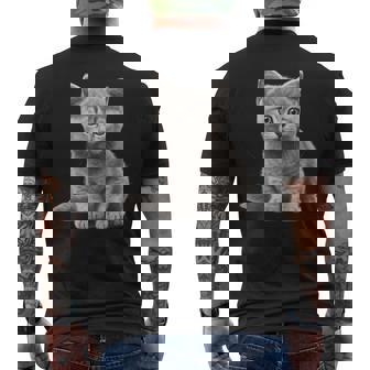 かわいいブリティッシュショートヘア 猫好きの子猫 メンズTシャツ バックプリント - Kawaiitshirt